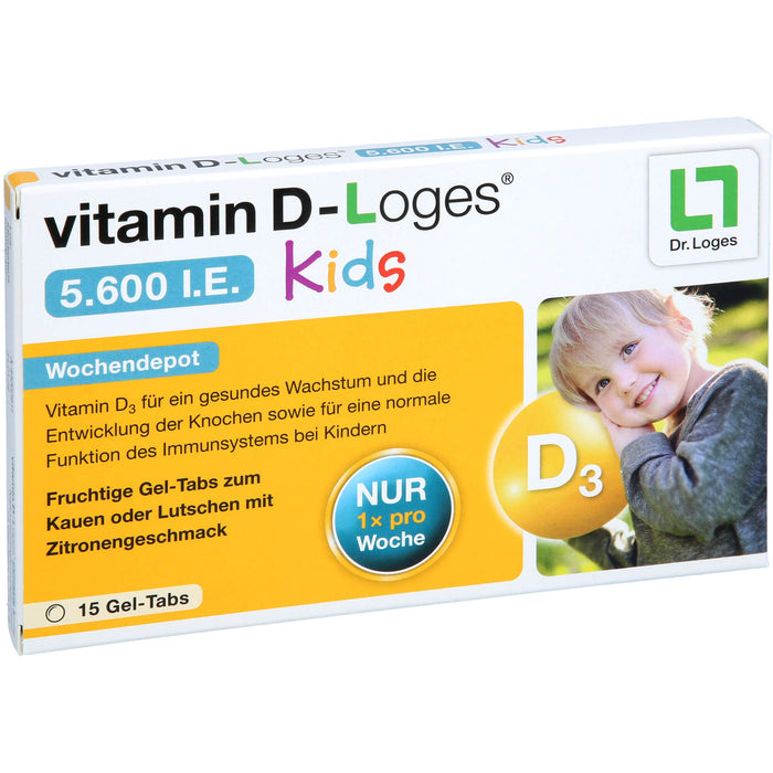 Vitamin D-loges 5.600 I.E Kids fruchtige Gel-Tabs, 15 pc Bonbons de gomme