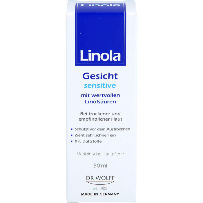 Linola Gesicht Sensitive Gesichtscreme für trockene und empfindliche Haut, 50 ml Cream