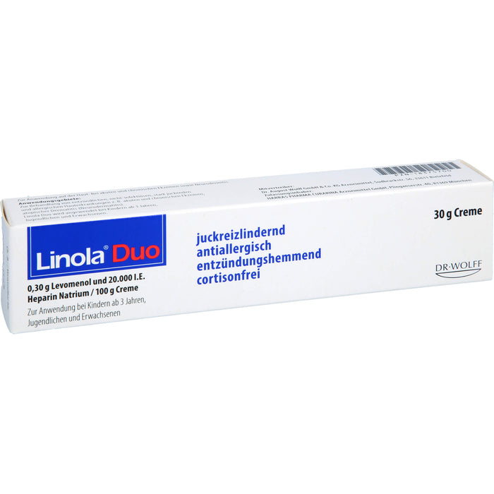 Linola Duo, 0,30 g Levomenol und 20.000 I.E. Heparin Natrium / 100 g Creme, 30 g CRE