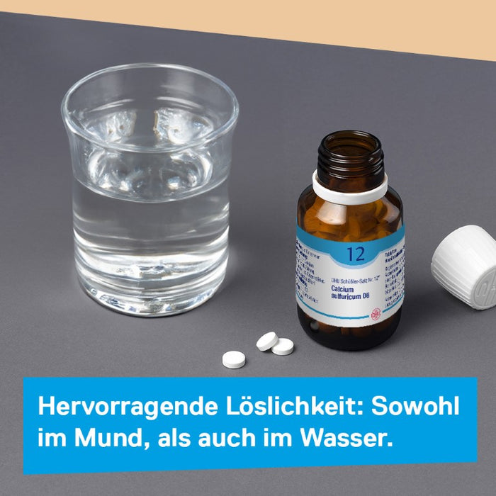 DHU Schüßler-Salz Nr. 12 Calcium sulfuricum D6 – Das Mineralsalz der Gelenke – das Original – umweltfreundlich im Arzneiglas, 80 pc Tablettes