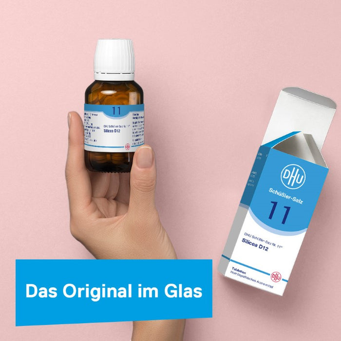 DHU Schüßler-Salz Nr. 11 Silicea D6 – Das Mineralsalz der Haare, der Haut und des Bindegewebes – das Original – umweltfreundlich im Arzneiglas, 900 St. Tabletten