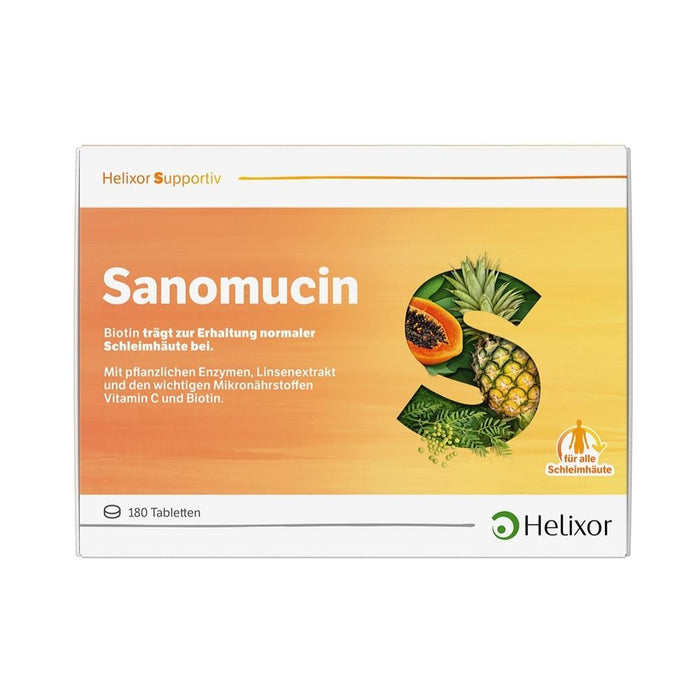 Helixor supportiv Sanomucin - mit pflanzlichen Enzymen, Linsenextrakt und den wichtigen Mikronährstoffen Vitamin C und Biotin, 180 pc Tablettes