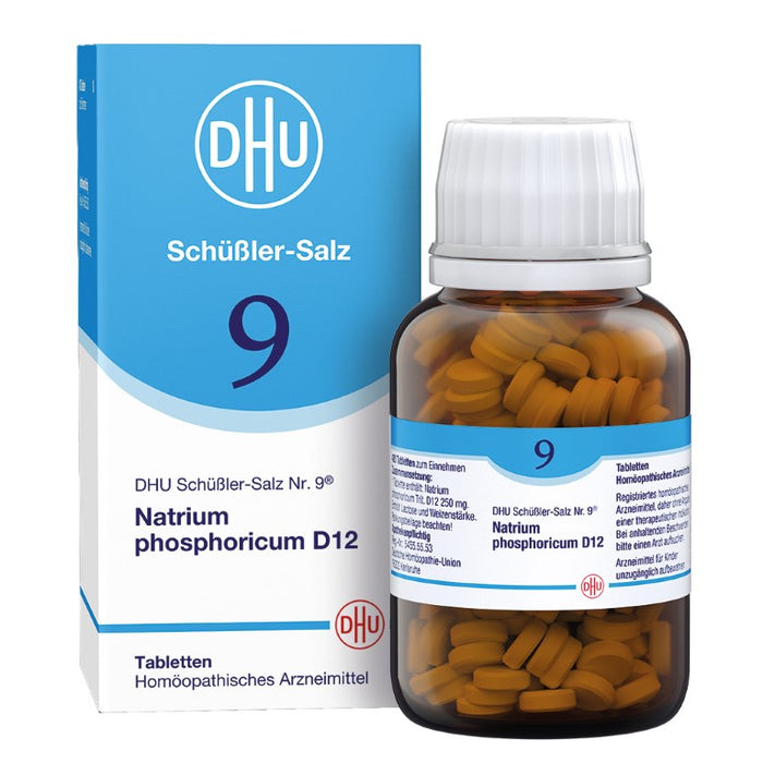 DHU Schüßler-Salz Nr. 9 Natrium phosphoricum D12 – Das Mineralsalz des Stoffwechsels – das Original – umweltfreundlich im Arzneiglas, 420 pcs. Tablets