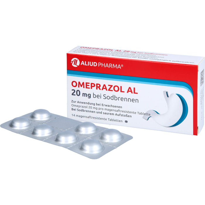 Omeprazol AL 20 mg Tabletten bei Sodbrennen, 14 pcs. Tablets