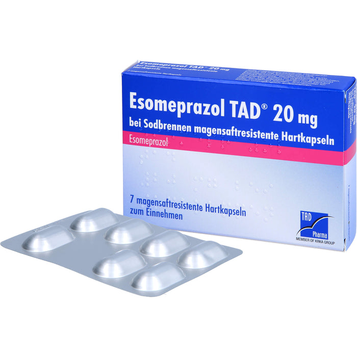 Esomeprazol TAD 20 mg Hartkapseln bei Sodbrennen, 7 pc Capsules