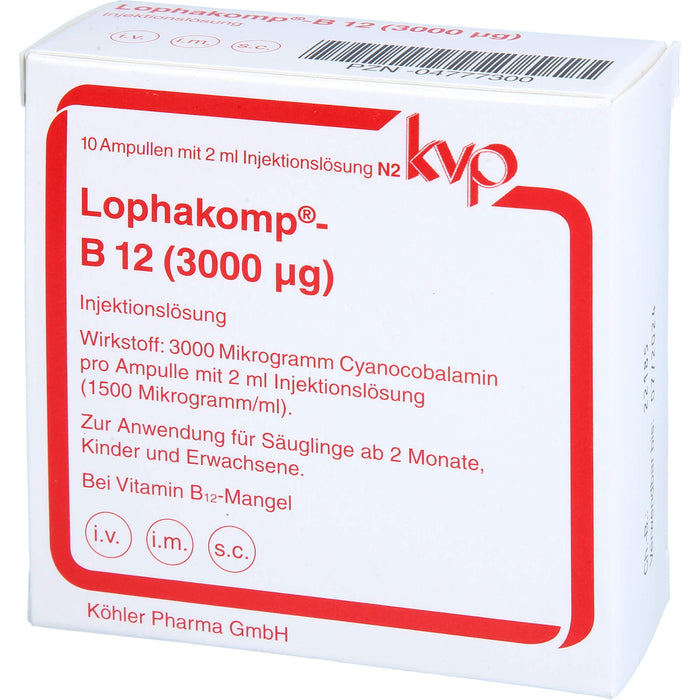 Lophakomp-B12 (3000 µg) Ampullen zur parenteralen B 12-Therapie in Depotform, 10 pc Ampoules