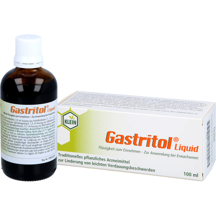 Gastritol Liquid lindert leichte Verdauungsbeschwerden, sowie leichte krampfartige Bauchbeschwerden, 100 ml Solution