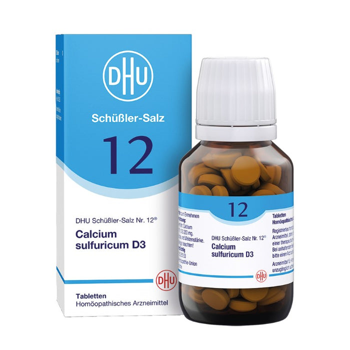 DHU Schüßler-Salz Nr. 12 Calcium sulfuricum D3 – Das Mineralsalz der Gelenke – das Original – umweltfreundlich im Arzneiglas, 200 St. Tabletten