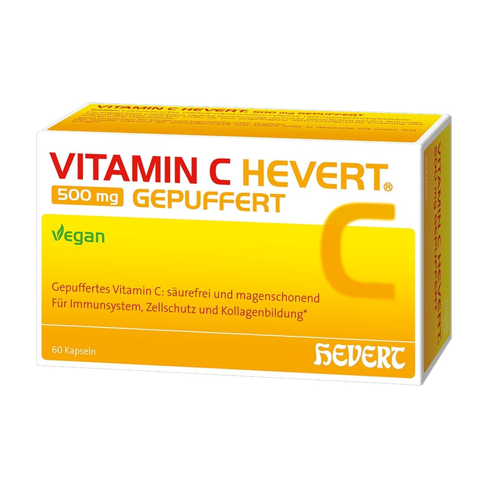 Vitamin C Hevert 500 mg gepuffert als magenfreundliches Multi-Talent für die Gesundheit, 60 St. Kapseln