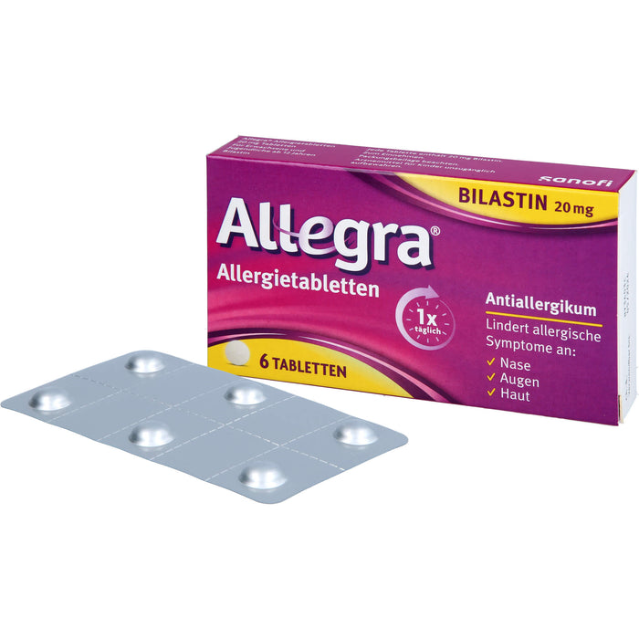 Allegra 20 mg Allergietabletten lindert allergische Symptome, 6 pcs. Tablets