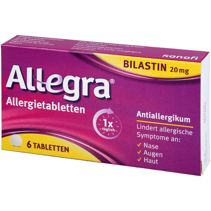 Allegra 20 mg Allergietabletten lindert allergische Symptome, 6 pc Tablettes