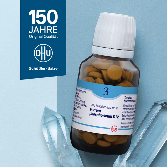 DHU Schüßler-Salz Nr. 3 Ferrum phosphoricum D6 – Das Mineralsalz des Immunsystems – das Original – umweltfreundlich im Arzneiglas, 900 St. Tabletten