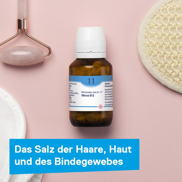 DHU Schüßler-Salz Nr. 11 Silicea D3 – Das Mineralsalz der Haare, der Haut und des Bindegewebes – das Original – umweltfreundlich im Arzneiglas, 200 St. Tabletten