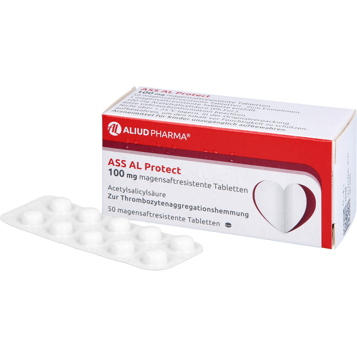 ASS AL Protect 100 mg magensaftresistente Tabletten zur Thrombozytenaggregationshemmung, 50 pc Tablettes