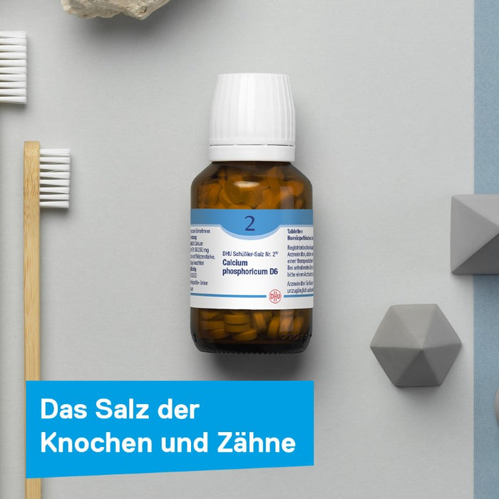 DHU Schüßler-Salz Nr. 2 Calcium phosphoricum D6 – Das Mineralsalz der Knochen und Zähne – das Original – umweltfreundlich im Arzneiglas, 80 pcs. Tablets