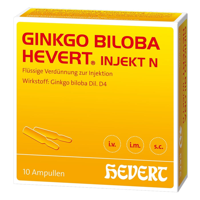 Ginkgo biloba Hevert injekt N mit einem Auszug aus erntefrischen Ginkgoblättern, 10 St. Ampullen