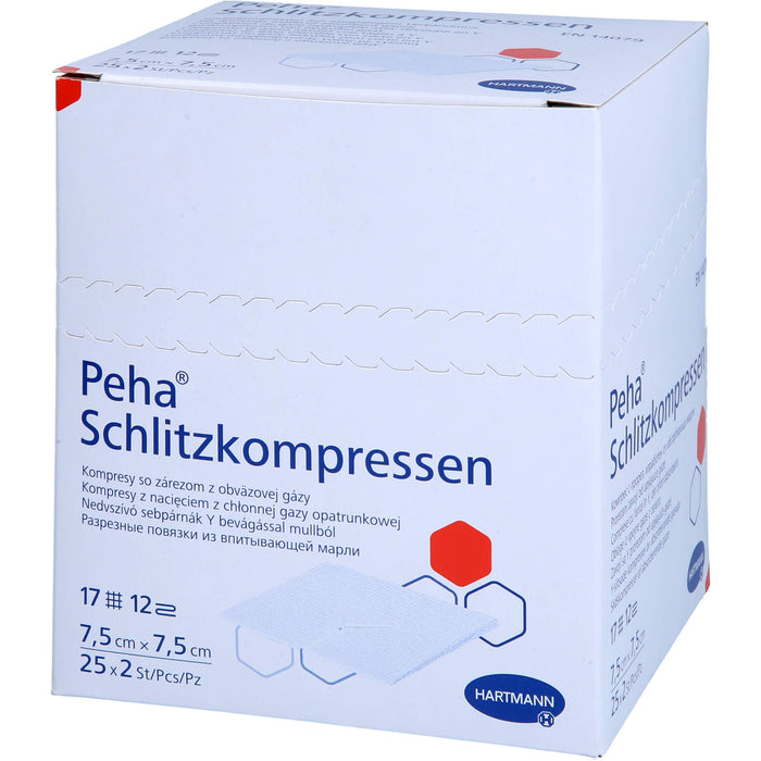 Peha Schlitzkompressen steril 7,5 x 7,5 cm, 50 St. Kompressen