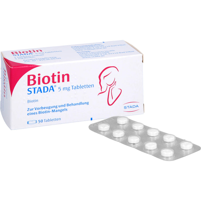 STADA Biotin Tabletten zur Vorbeugung und Behandlung eines Biotin-Mangels, 50 pc Tablettes