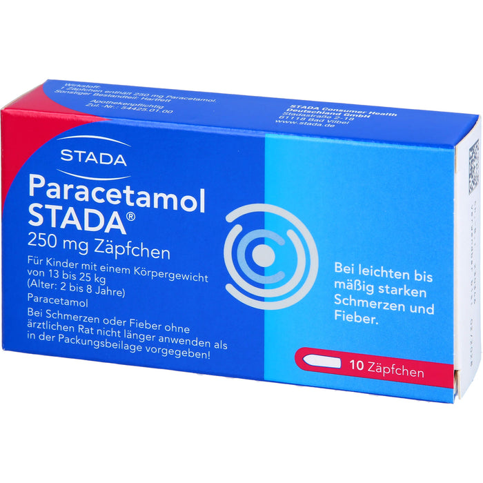 Paracetamol STADA 250 mg Zäpfchen, 10 St. Zäpfchen