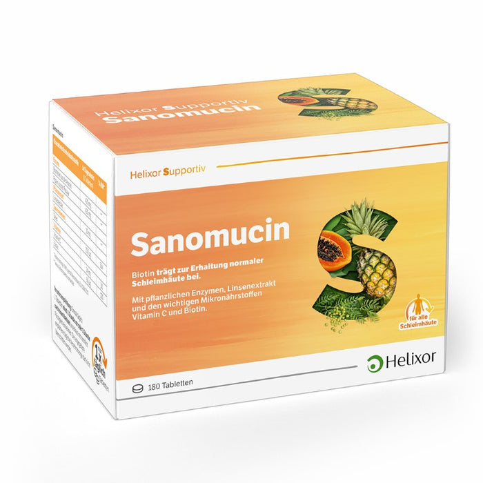 Helixor supportiv Sanomucin - mit pflanzlichen Enzymen, Linsenextrakt und den wichtigen Mikronährstoffen Vitamin C und Biotin, 180 St. Tabletten