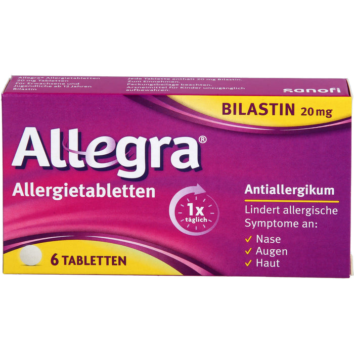 Allegra 20 mg Allergietabletten lindert allergische Symptome, 6 pc Tablettes