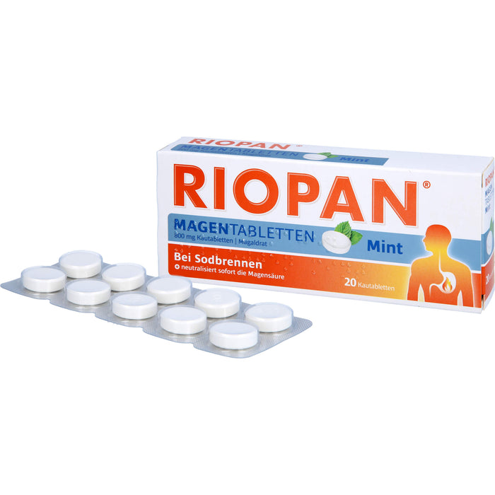 RIOPAN Magentabletten Kautabletten Mint bei Sodbrennen, 20 pc Tablettes