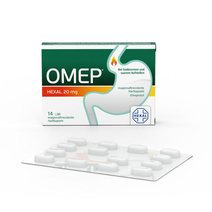 Omep HEXAL 20 mg Hartkapseln bei Sodbrennen, 14 pc Capsules