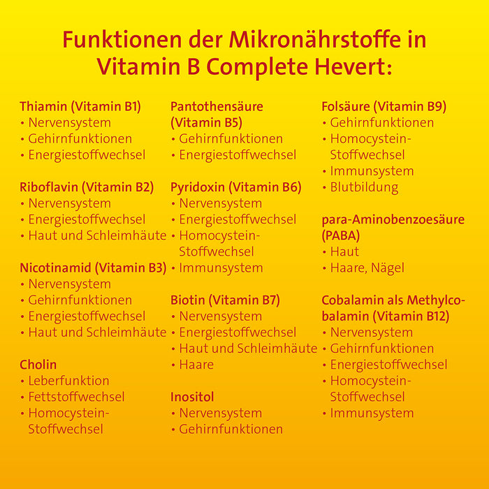 Vitamin B Complete Hevert zur langfristigen Basisversorgung mit allen acht B-Vitaminen, 120 St. Kapseln