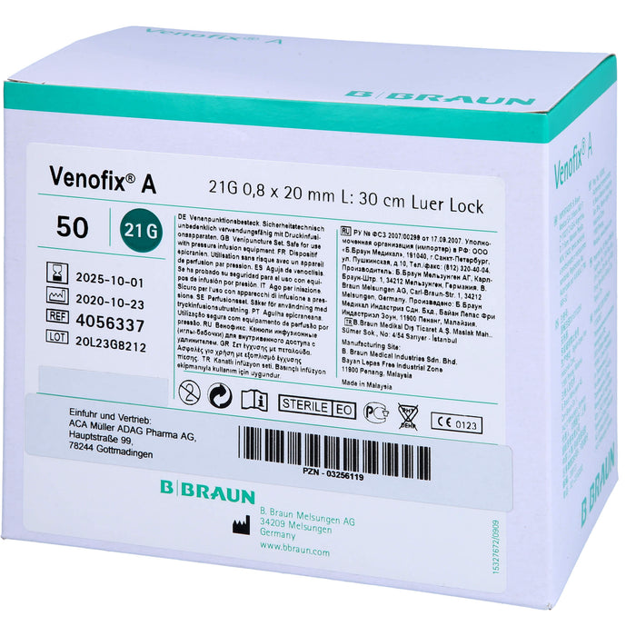 VENOFIX A Venenpunktionsbesteck 21G 0,8 x 19 mm 30 cm grün, 50 St. Zubehör