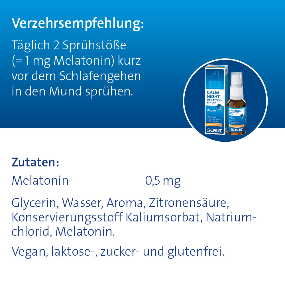 CalmNight Melatonin Spray, 30 ml Spray Hevert-Testen