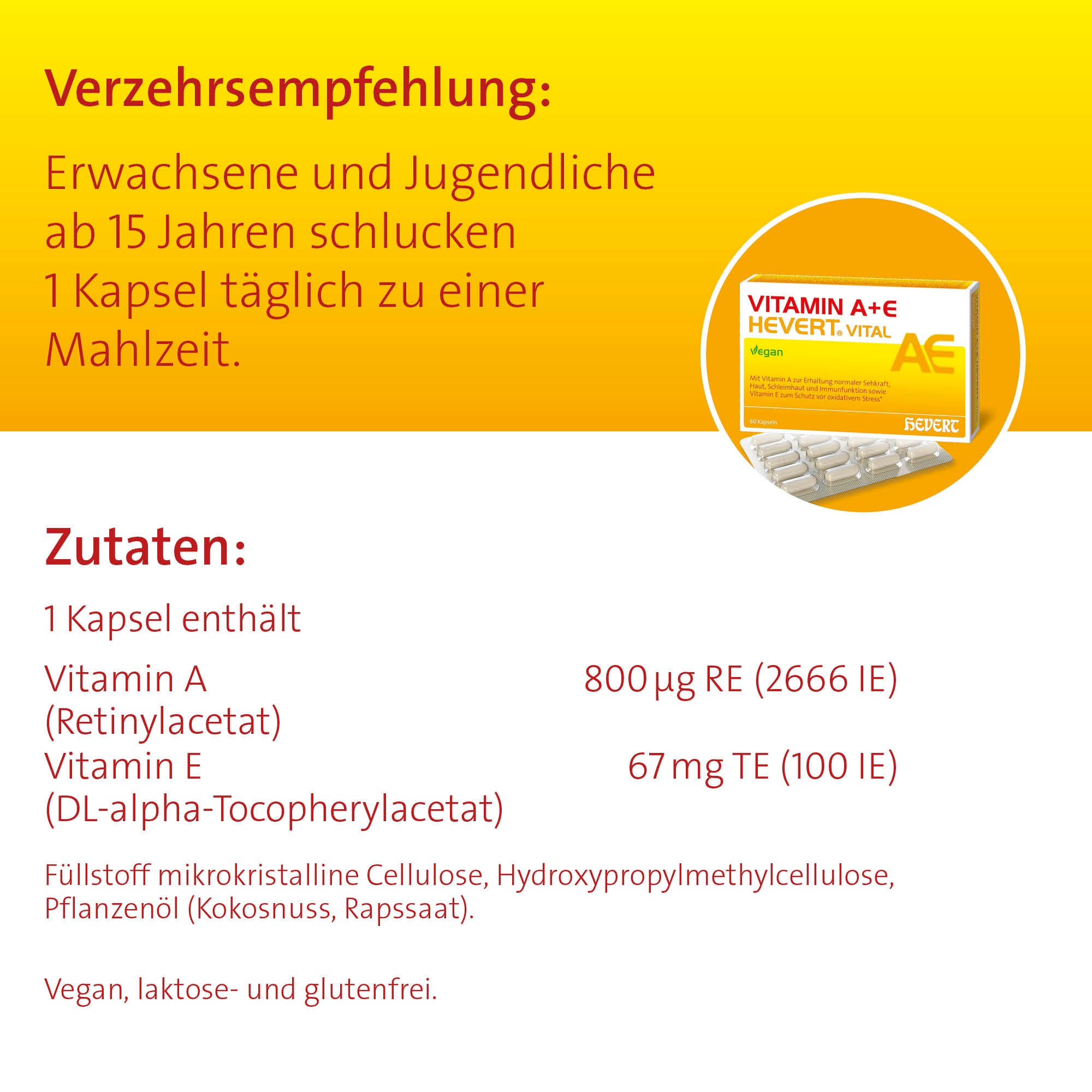 Vitamin A+E Hevert Vital, 60 St. Kapseln Hevert-Testen