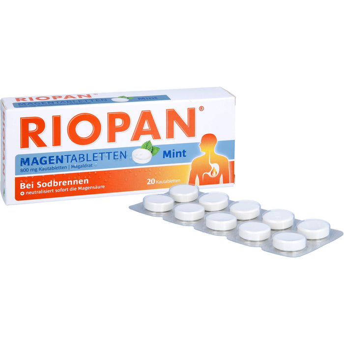 RIOPAN Magentabletten Kautabletten Mint bei Sodbrennen, 20 pc Tablettes