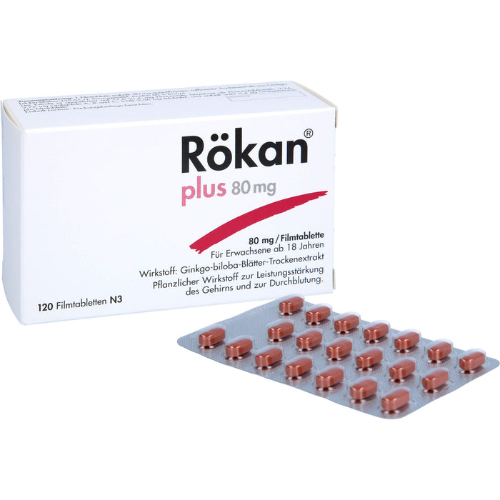 Rökan plus 80 mg Filmtabletten zur Leistungssteigerung des Gehirns, 120 pcs. Tablets