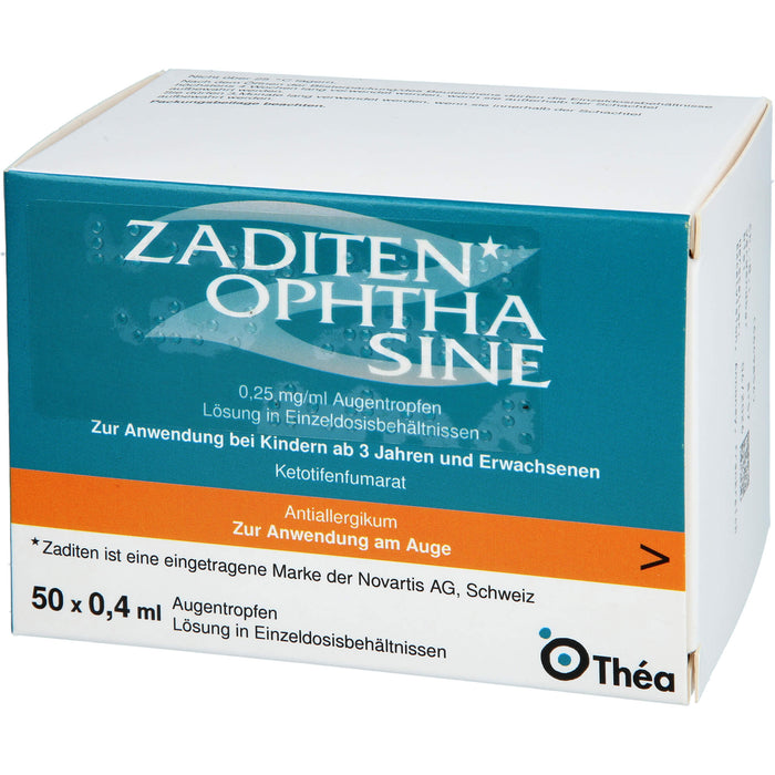 Zaditen ophta sine 0,25 mg/ml Lösung Antiallergikum zur Anwendung am Auge, 50 pc Pipettes à dose unique