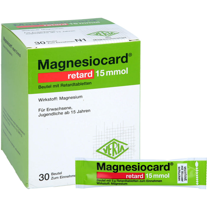 Magnesiocard retard 15 mmol Beutel mit Retardtabletten bei Magnesiummangel, 30 pcs. Sachets