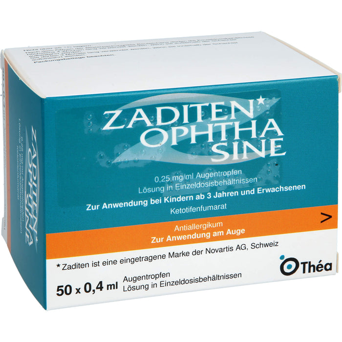 Zaditen ophta sine 0,25 mg/ml Lösung Antiallergikum zur Anwendung am Auge, 50 pc Pipettes à dose unique