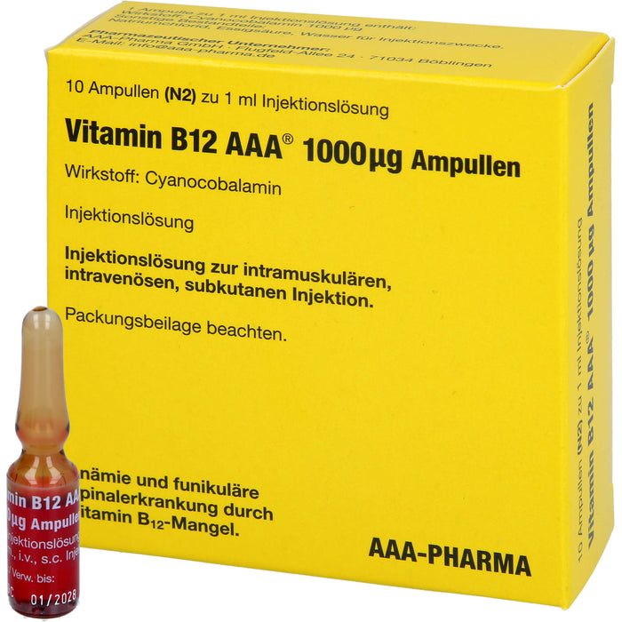 Vitamin B12 AAA 1000 µg Ampullen, 10 St. Ampullen