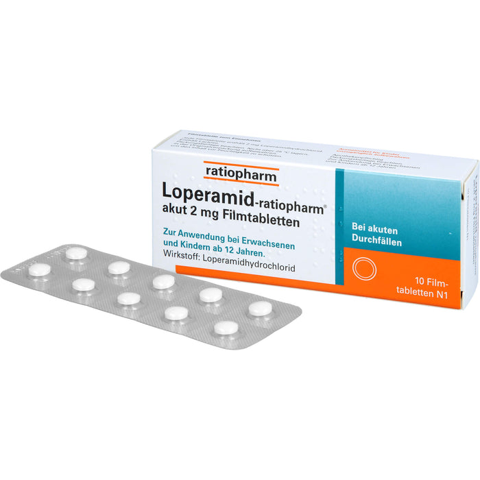 Loperamid-ratiopharm akut Filmtabletten, 10 pc Tablettes