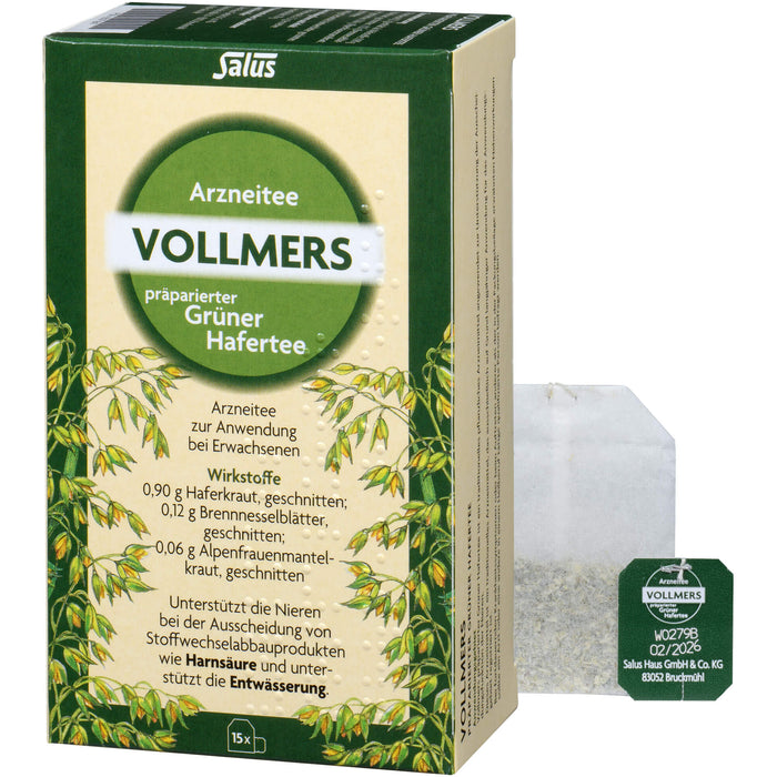 VOLLMERS präparierter Grüner Hafertee, 15 pcs. Filter bag