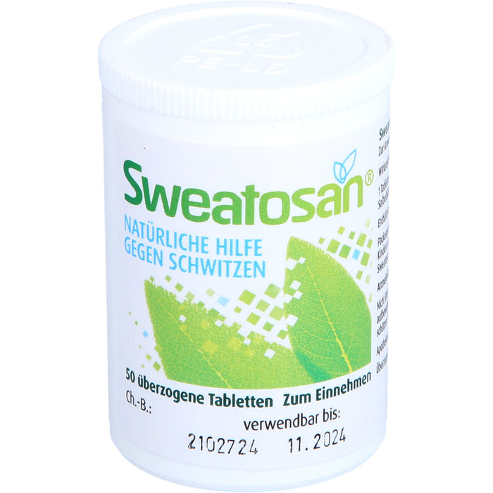 Sweatosan Tabletten natürliche Hilfe gegen Schwitzen, 50 pc Tablettes