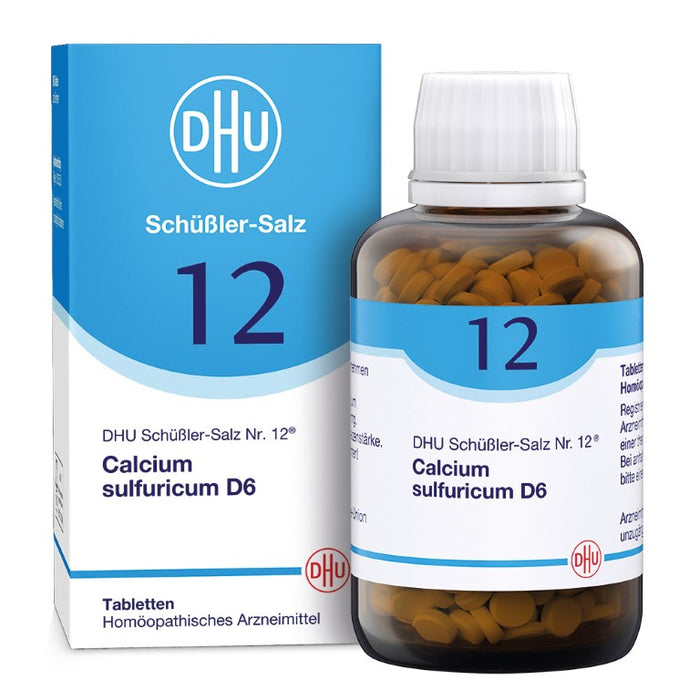 DHU Schüßler-Salz Nr. 12 Calcium sulfuricum D6 – Das Mineralsalz der Gelenke – das Original – umweltfreundlich im Arzneiglas, 900 pcs. Tablets