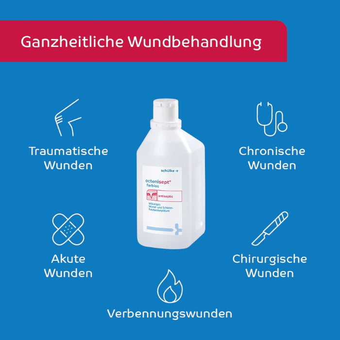 octenisept - wässriges Wund- und Schleimhautantiseptikum mit guter Verträglichkeit, schmerzfreier Anwendung und schneller Wirkung, 1000 ml Solution