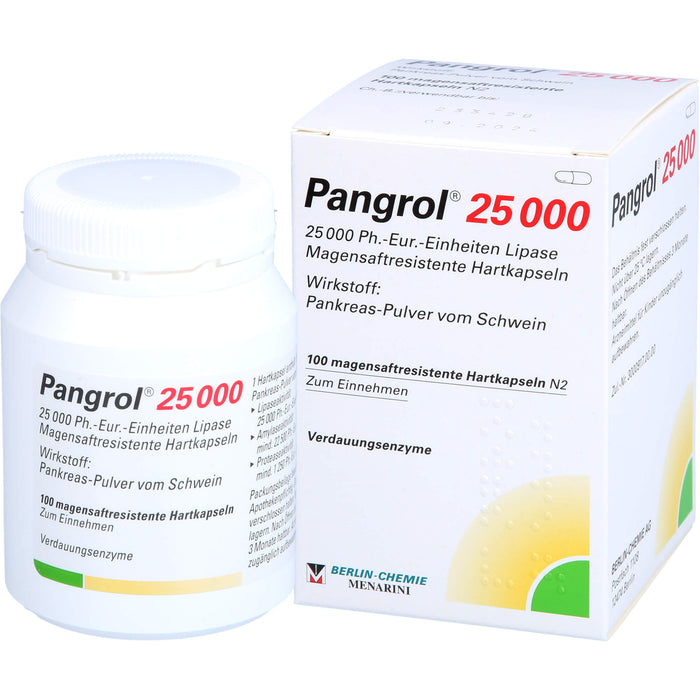 Pangrol 25 000, 25 000 Ph.-Eur.-Einheiten Lipase Magensaftresistente Hartkapseln, 100 pc Capsules