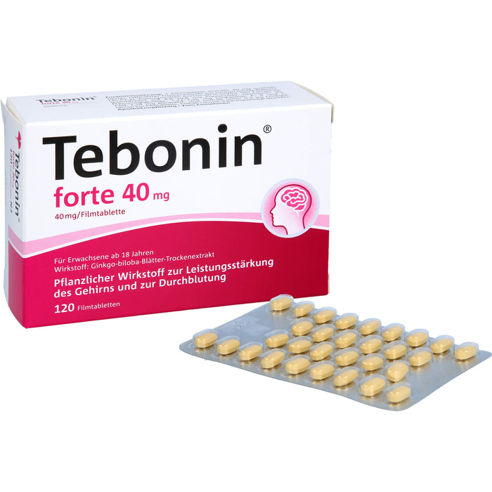 Tebonin forte 40 mg Filmtabletten zur Leistungsstärkung des Gehirns und zur Durchblutung, 120 pc Tablettes