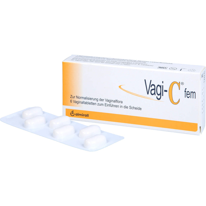 Vagi-C fem Vaginaltabletten zur Normalisierung der Scheidenflora, 6 pc Tablettes