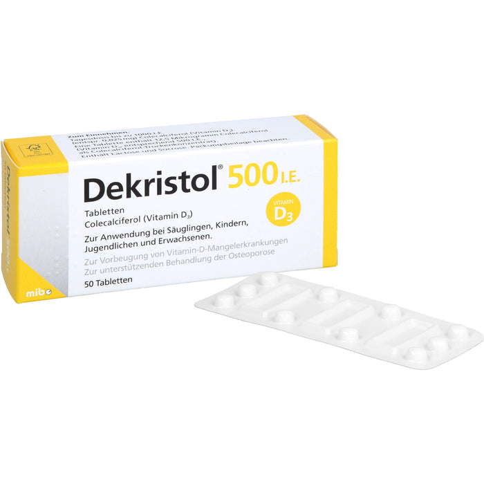 Dekristol 500 I.E. Tabletten bei Vitamin-D-Mangelerkrankungen und zur unterstützenden Behandlung der Osteoporose, 50 St. Tabletten